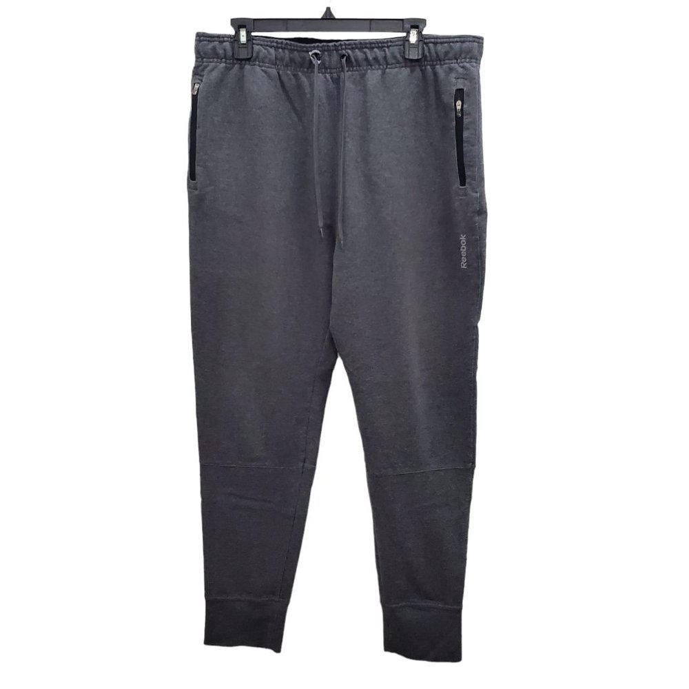 Reebok Men's Elastic Waist Gray Joggers Sweatpants Athleisure‎ Work Out Size L